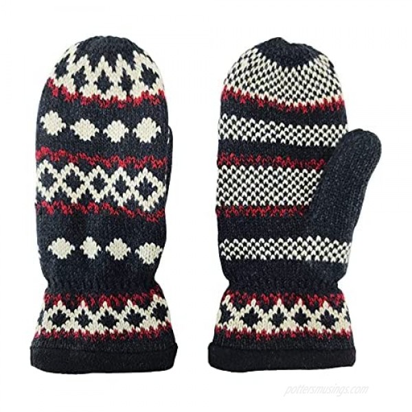 Bruceriver Knit Mittens Geometry Design for Men and Women