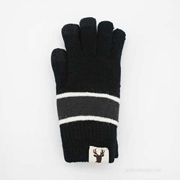 CERF BELL Warm Winter Knitted Mittens Gloves Cozy Knit Thick Mittens Cold Weather Gloves Zebra Pattern (2 Pack)