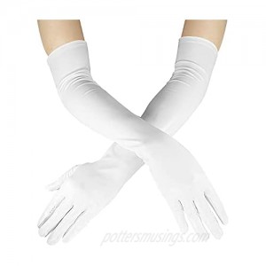 Luwint 20-Inch Women Shiny Wet Look Long Gloves for Wedding Opera Costume