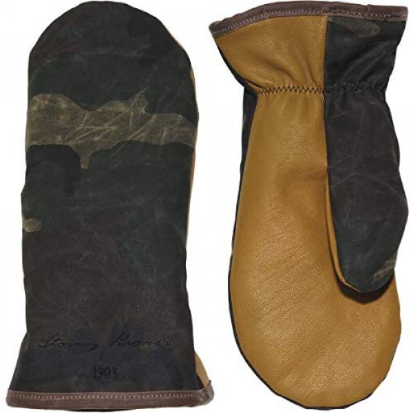 Stormy Kromer Waxed Tough Mitts - Water-Resistant Goatskin Palm Warm Winter Mittens
