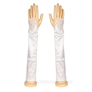 XinRui Long Opera Party Fingerless Satin Stretchy Gloves  Elbow Length 18-3/4"/48cm
