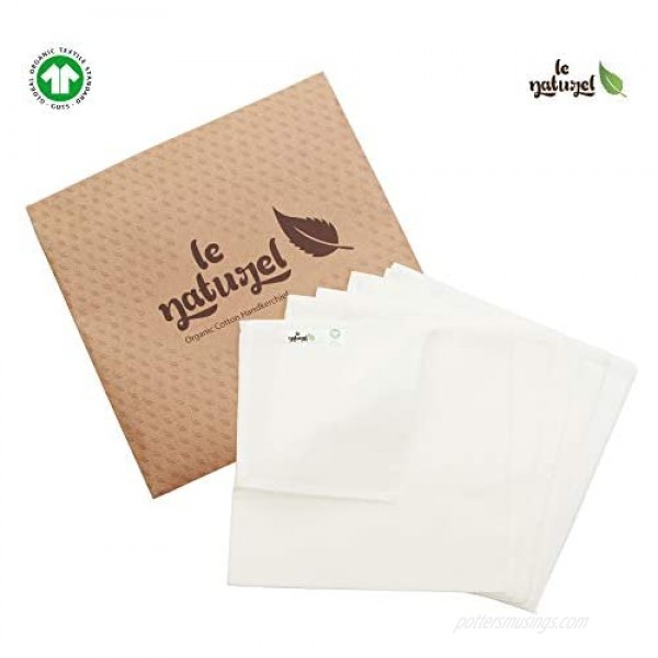 100% Organic Cotton Handkerchief for Men Soft Hankie Set Natural Color