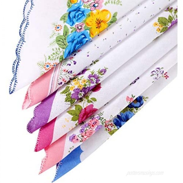 15 Pieces Ladies Hankies Women Floral Handkerchiefs Vintage Handkerchiefs