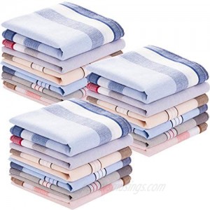 24 Piece Men's Plaid Handkerchief Soft Gift Set for Men One Size