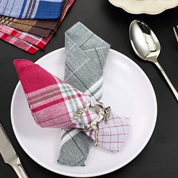 30 Pieces Men's Handkerchiefs Checkered Pattern Handkerchiefs Soft Plaid Hanky Pocket Square Hankies Gift for Father Men 16 x 16 Inches 15 Colors