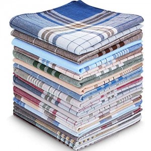 30 Pieces Men's Handkerchiefs Checkered Pattern Handkerchiefs Soft Plaid Hanky Pocket Square Hankies  Gift for Father Men  16 x 16 Inches  15 Colors