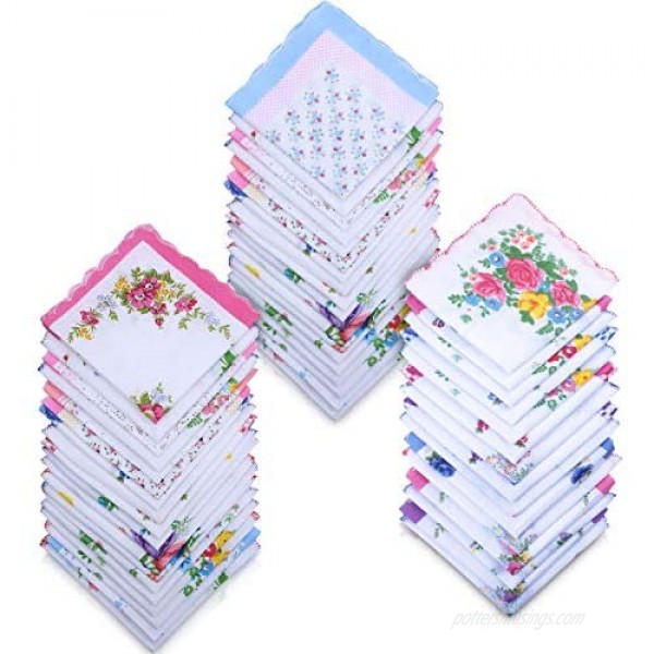 45 Pieces Ladies Hankies Women Floral Handkerchiefs Vintage Handkerchiefs