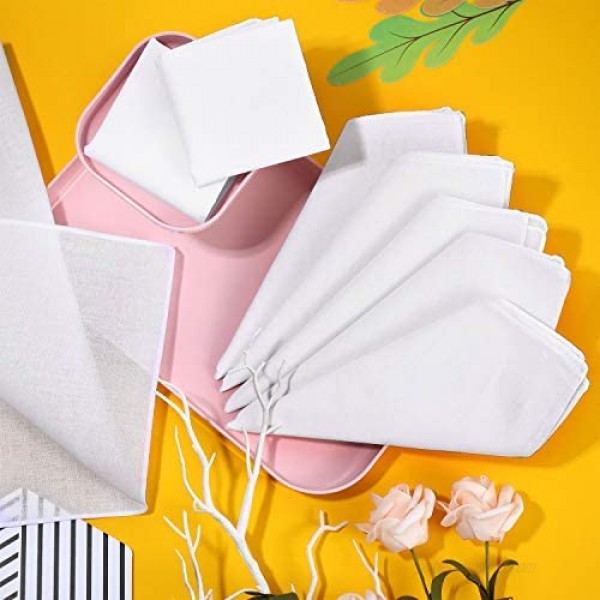50 Pack White Handkerchiefs Classic Hankies Pocket Square Towel Small Size for Kids Girl Boy Tea Parties