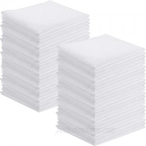 50 Pack White Handkerchiefs Classic Hankies Pocket Square Towel Small Size for Kids Girl Boy Tea Parties