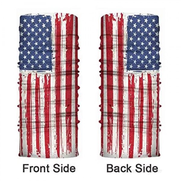 American Flag Mask - Bandana Seamless Breathable Scarf - US Flag Neck Gaiter - Cloth Face Tube - Unisex Cover Rave Mask for Sports Running Fishing Bike Riding - 2 Pack Red & Black