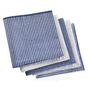 ARAD Men's Handkerchiefs 100% Premium Cotton – Assorted White with Stripe and Blue Checker Pattern - Pack of 5 Hankies-16"x16"