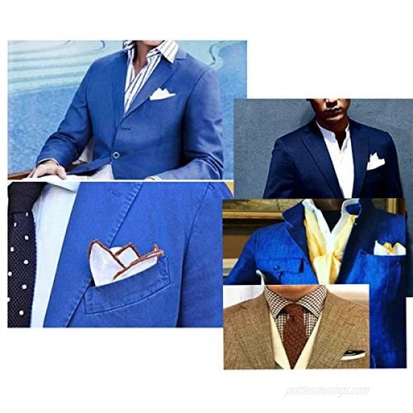 Assorted Pack of Mens Classic White Cotton Pocket Square for suits Handkerchiefs
