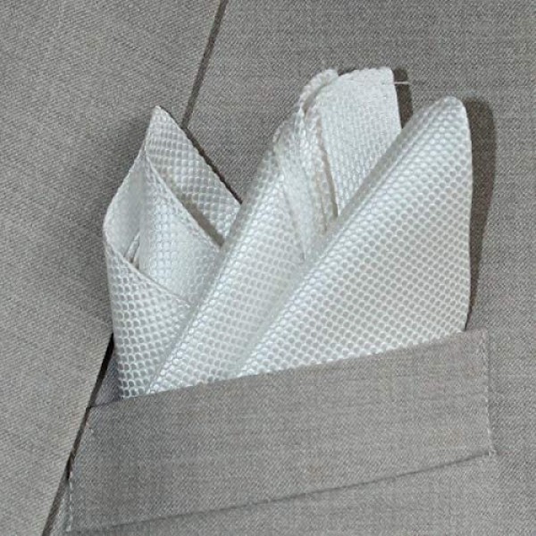 Deluxe White Silk Jacquard Pocket Square by Royal Silk - Premium 34-Momme 6-Ply Silk I White Pocket Squares for men I Mens pocket squares for suit jacket I Silk Handkerchief I Wedding handkerchief