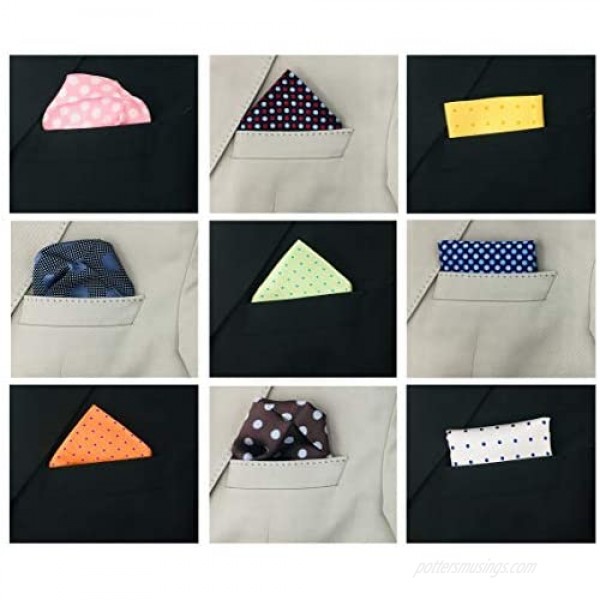 ekSel Polka Dot Pocket Squares for Men suits Assorted Colors 12 pack