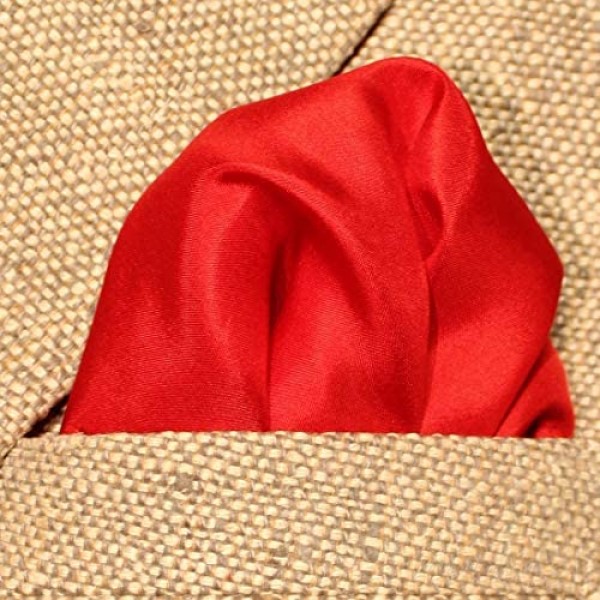 Fine Red 100% Silk Pocket Square for Men by Royal Silk - Full-Sized 16x16
