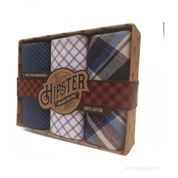 Hipster Men's Handkerchiefs 3 Pack Gift Box