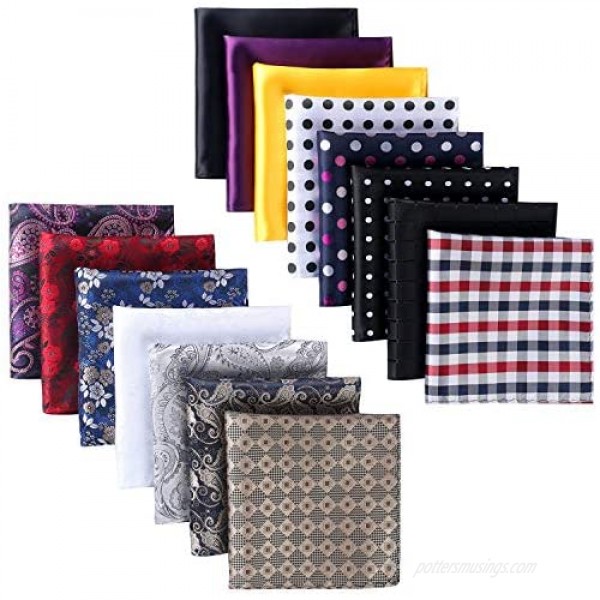 HISDERN 15 Pack Mens Pocket Squares Handkerchiefs Set Assorted Colors for Wedding Party With Gift Box