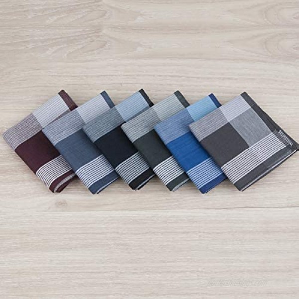 Houlife Men's 6 PCs 100% 60s Combed Cotton Handkerchief Striped Hankies 17×17