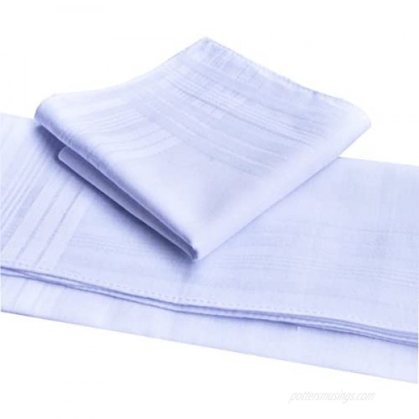 MemoryHanky Men's Pure White 100% Cotton Handkerchiefs Classic Hankies