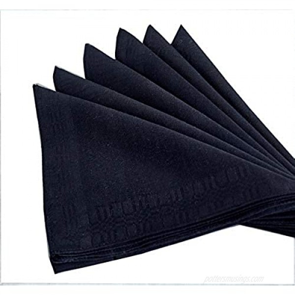 Men's Handkerchiefs 100% Soft Cotton Black Hankie Pack of 6