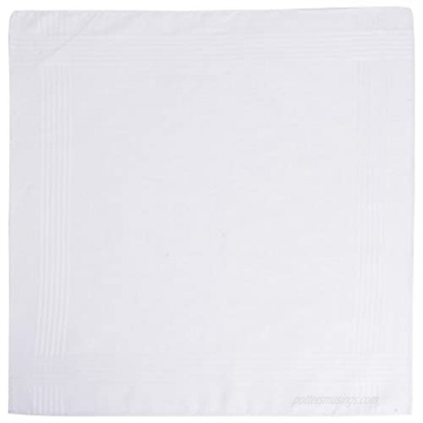 Men's Handkerchiefs 100% Soft Cotton White Classic Hankie Pack of 12