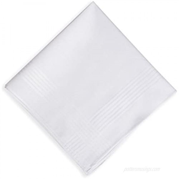 Men's Handkerchiefs 100% Soft Cotton White Classic Hankie Pack of 6