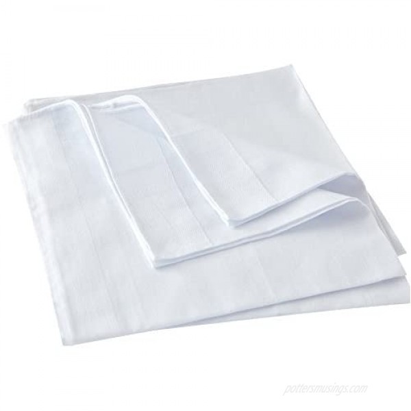 Men's Handkerchiefs 100% Soft Cotton White Hankie Pack of 12 Pieces
