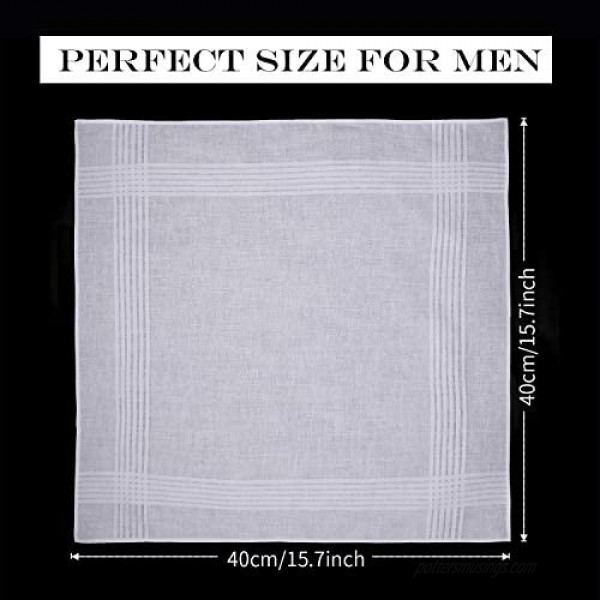 Men's Handkerchiefs Soft Cotton Classic White Pocket Square Hankies