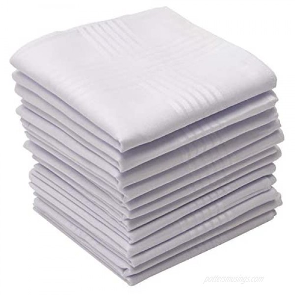 Perry Ellis 12 Pack Handkerchief (100% Cotton White with Satin Border 16 x 16)