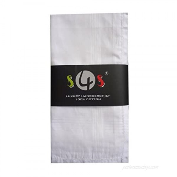 S4S Men's 100% Cotton Luxury Collection Handkerchiefs/Hankies for Men