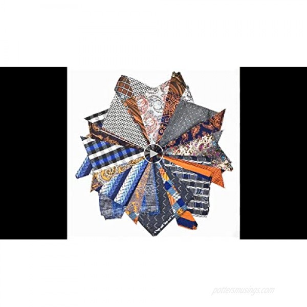 SHLAX&WING 5 Pieces Assorted Mens Silk Pocket Square Handkerchiefs Set Lot
