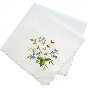 Switzerland Made Daisy Embroidered Wedding Handkerchief Embroidery Heirloom Cotton Ladies