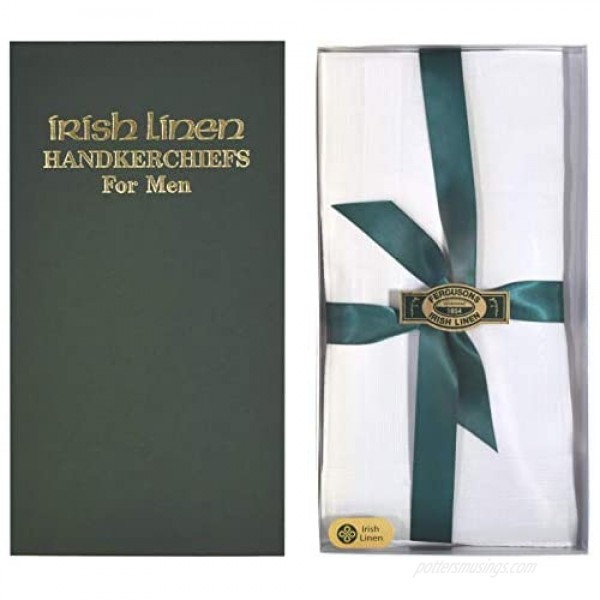 Thomas Ferguson Gentlemen's Linen Corded Handkerchief - Rolled Hem - BH171 Gift box of 2
