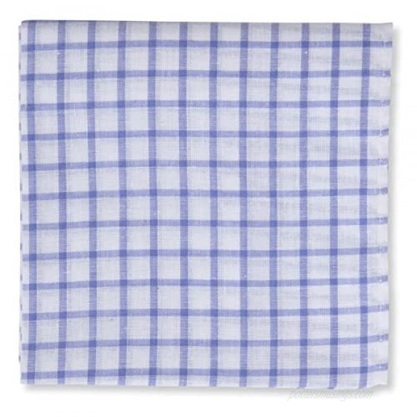 Van Heusen 6 pack Men's Fine Handkerchiefs 100% Cotton (Zephyr Blue Plaid)