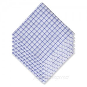Van Heusen 6 pack Men's Fine Handkerchiefs 100% Cotton (Zephyr Blue Plaid)