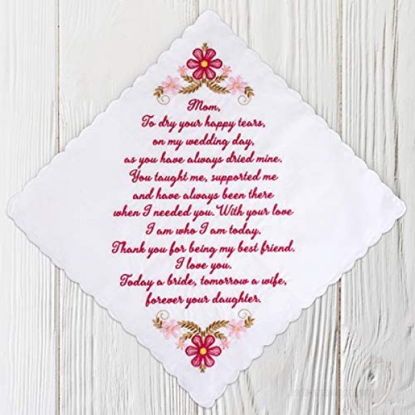 W&F GIFT Wedding Gift Embroid or Silk Print Mom Dad New Parents Other Handkerchiefs