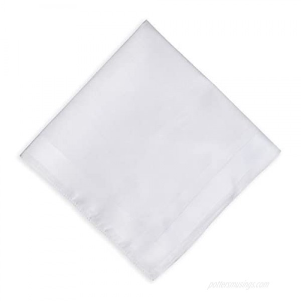 Zenssia Men's White Pure Cotton Handkerchiefs with Hem Bulk Set Hankies