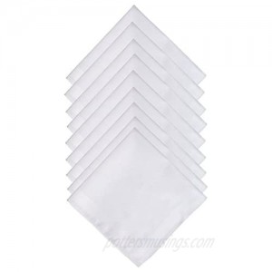 Zenssia Men's White Pure Cotton Handkerchiefs with Hem  Bulk Set Hankies
