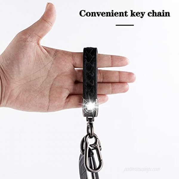 2 Pack Genuine Leather Car Logo Key Chain Suit for Key chain Family Present for Man and Woman (Black)