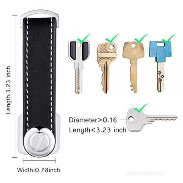 2 Sets Leather Key Organizer Compact Key Holder Folding Pocket Key Holder up to 16 Keys for Mens Father's Day Gift(Black Brown)
