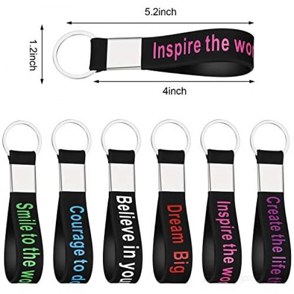 24 Pack Motivational Quote Keychains Silicone Rubber Key Rings with Inspirational Words for Men Women