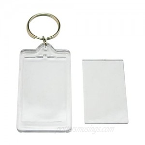 24Pcs Clear Acrylic Blank Insert Photo Picture Frame Keychain Keyring Rectangle