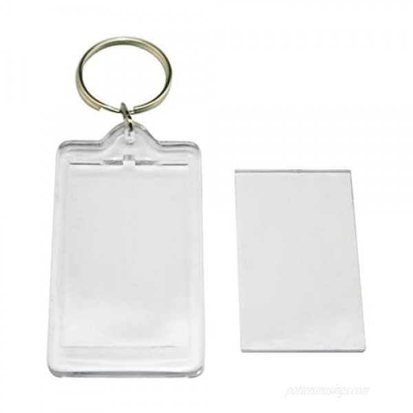 24Pcs Clear Acrylic Blank Insert Photo Picture Frame Keychain Keyring Rectangle