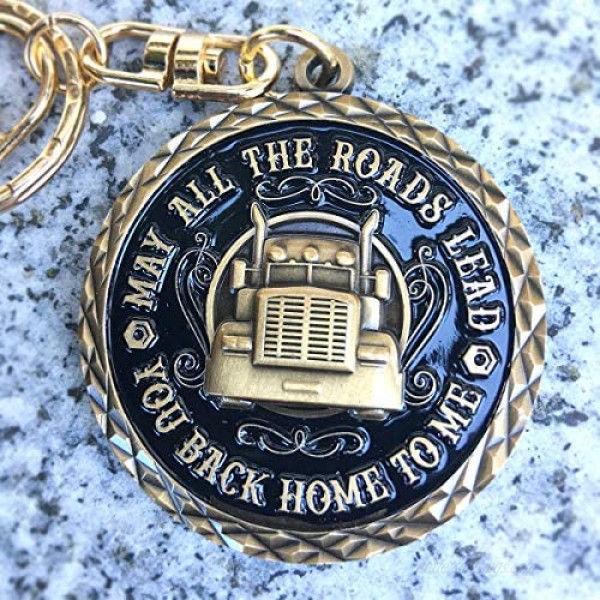 BAD BANANAS - Truck Driver Gifts for Men (Truckers) - May All The Roads Lead You Back Home To Me - Keychain - Unique Gift For Truck Drivers Dad Boyfriend