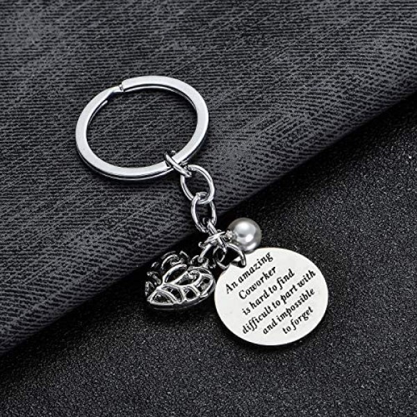 BESPMOSP Coworker Leaving Heart Keychain an Amazing Coworker is Hard to Find Difficult to Part with and Impossible to Forget Goodbye Gifts for Best Coworker Colleague and Boss