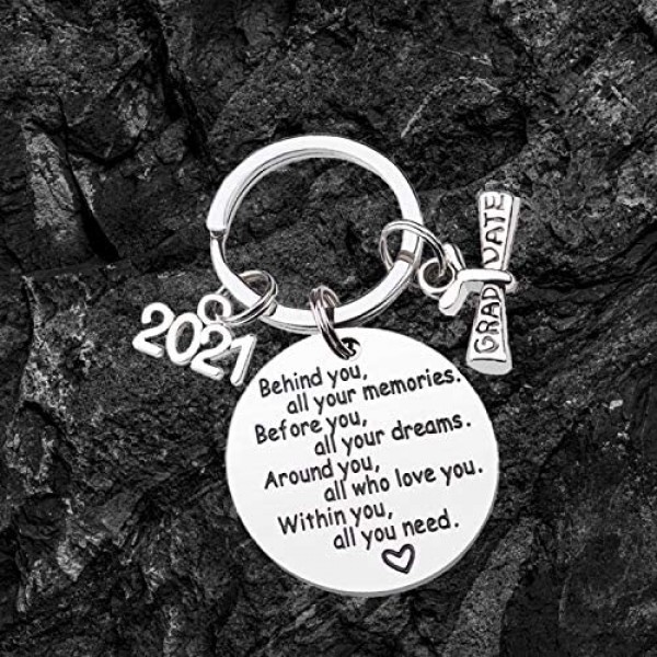 CDLong Class of 2021 Graduation Keychain - Senior 2021 Graduation Gifts for Her/Him Inspirational Gifts for College Graduation / High School Graduation Made of Stainless Steel