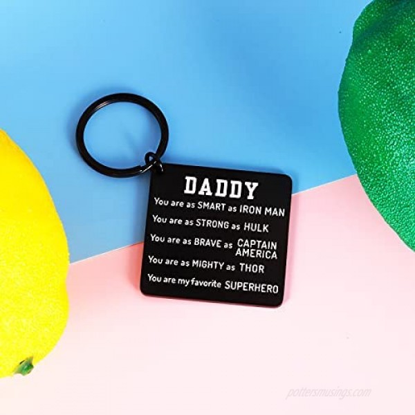 Dad Fathers Day Gifs from Daughter Son Keychain to Daddy Birthday Christmas Family Gift for Stepdad New Dad to Be Husband from Kids Wife Stepdaghter Father of the Bride Valentine Wedding Men Him Papa