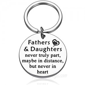 Father Daughter Keychain Fathers Day Birthday Gifts from Daughter to Dad His Girls for Wedding Christmas Valentine Present for Men Stepdad Fathers and Daughters Never Truly Part Keyring