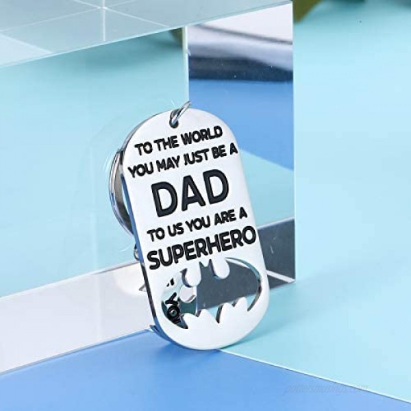 Father Husband Keychain for Dad Father’s Day Superhero Batman Gift From Daughter Son For Step Dad Birthday Christmas Stocking Stuffers Valentine’s Day Gifts To My Father Key Chain Gift Daddy Men Him