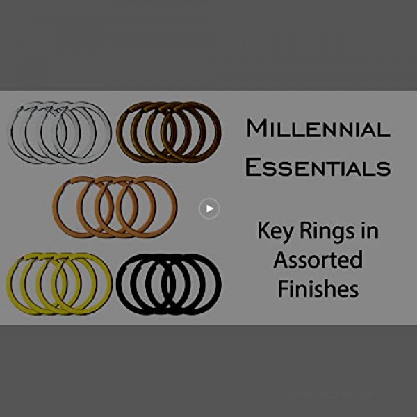 Flat Key Rings Key Chain Metal Split Ring 36pcs (Round 3/4 Inch 1 Inch and 1.25 Inch Diameter) for Home Car Keys Organization Lead Free Electroplated Black